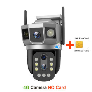 4G IP Camera With 4G Sim Card 12MP 6K Triple Screens Optical Zoom PTZ Motion Detect Color Night Vision V380 Pro Security Monitor