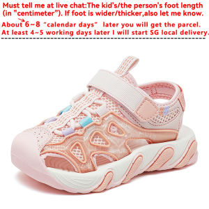 Boys Sports Sandals Velcro 3 Years Old Kids New Fashion Style Cool Summer Fabric Rotating Buckle Flexible 26-37 Non-slip Durable Honey Pink Cute Girls Outdoor Surf Toe-Closed Kindergarten Primary School Students Preschoolers Lovely Children Beach Slippers