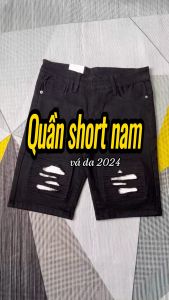 Quần short jean nam ĐEN vá đẹp phong cách 2024 vải jean dày mềm kiểu dáng trẻ trung đúng form giá tốt