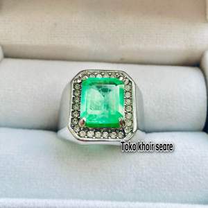 Cincin Batu Zamrud Catam Serat Natural Minimalis top Quality