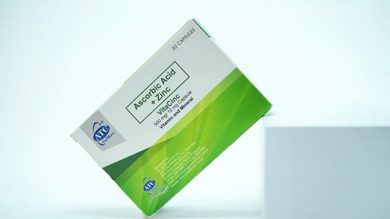 【BUY 1 TAKE 1】ATC Health VitaCinc 500mg Ascprbric Acid With10mg Zinc 30 Capsules Dietary Supplement For Adult FDA Approved Original Authentic Official Shipment Health Skin whitening Antioxidation Boost Collagen Antioxidation Immunity enhancer