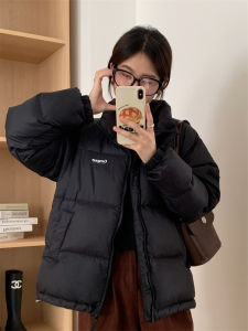 Thickened Winter Flannel Coat for Women Short Length Korean Style Couple Coat White Duck Down Filling Zipper Closure