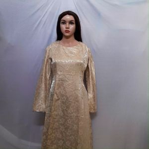 Gamis Mewah Elegan – G22 Warna Gold dengan Motif Emboss