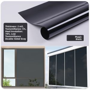 Black Glass Window Film Home Use Sun Heat Insulation UV Protection Sunscreen Transparent Opaque Decorative Sticker for Balcony