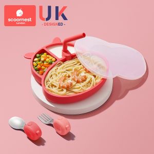 Baby Eat Learning Training Spoon Baby Tableware Food Supplement Stainless Steel Small Silicone Short Handle Fork Spoon Fork Suit