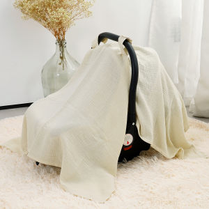 Happyflute 1 Pc Muslin Car Seat Cover for Babies - Breathable Carseat Stroller Cover Infant Stroller Covers for Boys and Girls