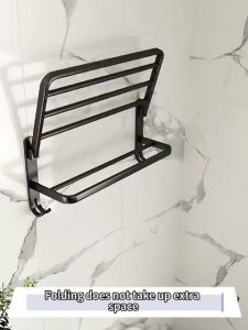 Gantungan Handuk kamar mandi Lipat Rak Handuk Aluminumium Kamar Mandi Ukuran 50/60CM Rak Multifungsi Kamar Anti Karatgantun