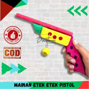 Mainan tradisional etek etek kayu model pistol mainan jadul anak