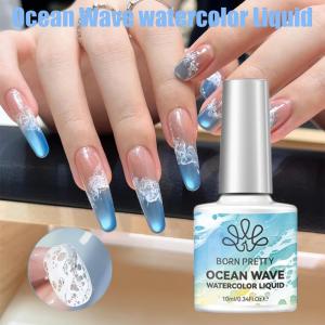 10ml Summer White Ocean Wave Watercolor Gel Nail Polish 3s Spread Lace Hollow Bubble Nails Varnish Soak Off UV LED Gel Polish gy