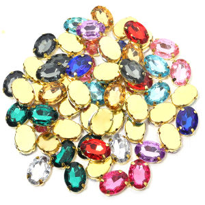 50 ชิ้น/ล็อตทองรูปไข่ Claw Rhinestones Glitter คริสตัล Trim หินลูกปัดเสื้อผ้าหัตถกรรมเย็บบน Rhinestones สําหรับ DIY เสื้อผ้าอัญมณี