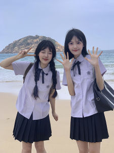 Áo Sơ Mi Nữ Sinh Viên JK Áo Sơ Mi Thêu Trang Phục Học Sinh Trung Học Áo Sơ Mi Mùa Hè Thường Ngày Cổ Tròn Tay Ngắn