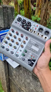 BOMGE BM05 Audio Mixer Support Recording & DJ Monitoring with EQ FX 48v Phantom Power Bluetooth Multi-Input (XLR/RCA/USB) Studio Recording & Live Sound