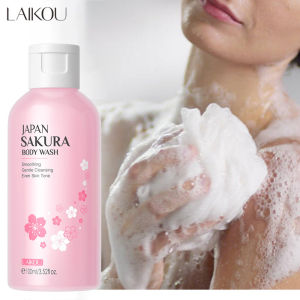 LAIKOU ซากุระเจลอาบน้ํา Long Moisturizing Smooth กลิ่นหอมติดทนนาน Gentle Foam Body Cleanser Bath Product 100ml