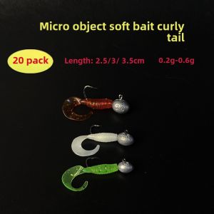 Micro Soft Worm Root Fishing Mini Rolled Tail Maggots 2.5cm Topmouth Culter Weever Special Killing T Tail Soft Bait Fake Jig Hook Lure