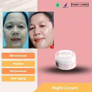Yonglow Skincare Night Cream: Krim Malam Resmi BPOM Pemutih Kulit Wajah Penghilang Beruntusan