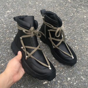 RO FABLED Breathable Leather Boots for Youth Middle-aged with Round Head and Thick Sole Martin Style Short Cyllinder Height