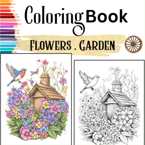 GARDEN & FLOWER A5-size Coloring Book Beautiful Flowers Floral Nature Scenery Buku Mewarna Dewasa