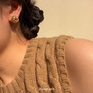 Douxir Ring Winding Metal Stud Earrings 925 Sterling Silver Needle Simple Japanese and Korean Niche Style Personalized Earrings Commuters All-Matching