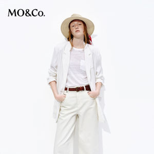 MO&Co. | New Stripe Cotton Linen Blended Lightweight Shoulder Padded Suit