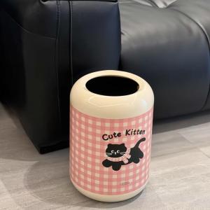 Thùng Rác Hình Mèo Dễ Thương Màu Hồng Dung Tích Lớn Trang Trí Phòng Khách Nhà Tắm Thùng Rác Giấy Hoạt Hình Giá Đỡ Vật Dụng Vệ Sinh
