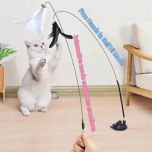 Interactive Cat Teaser Toy with Bell Feather Wand & Suction Cup - Fun Playtime for Indoor Cats