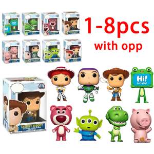 Bandai | 1-8Pcs Toy Story Pop Action Figures Set Woody Buzz Alien Rex Hamm Jessie Collectible Vinyl Figurine Desktop Ornament Fans Gift