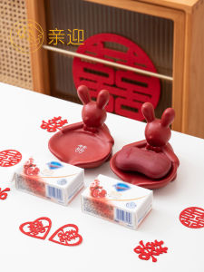 Wedding Soap Dish Ceramic Red Pair Bridal Bathroom Accessories Complete Set Cute Style Household Personal Care Tools