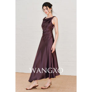 WANGXO | Đầm Thiết Kế Cắt Xéo Gập Vải