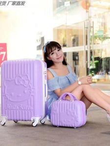 Ladies Small Leather Suitcase Adorable Pull Rod Travel Bag Student Luggage Pink All-Match Wheels 20 Inches Boarding Password