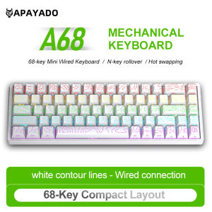 APAYADO | APAYAPDO A68 Wired Mechanical Keyboard 68 Keys Compact Layout RGB BacklitFull Keys Hot Swappable Gaming And Office PC Laptop