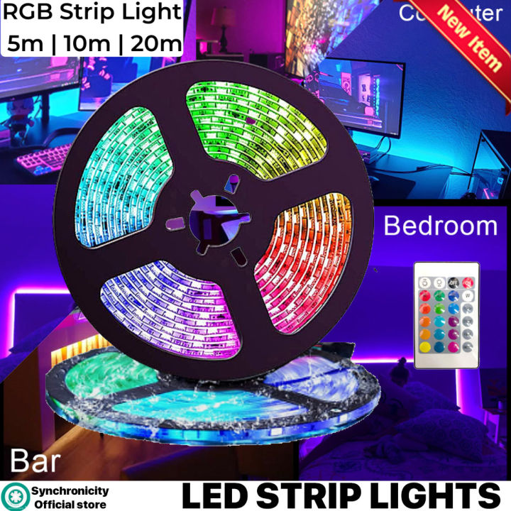 SYNC LED Strip Lights 5 Meters Indoor Outdoor RGB Strip Light Extendable Connectable with Infared Remote Control IP65 Waterproof Multicolor Smart Color Changing for Bedroom Ceiling