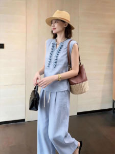 DANTING | Summer Minimalist Styling Office-Wear Blue Set