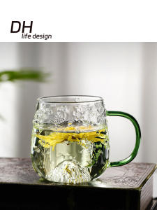 Elegant Snowflake Glass Cup High Aesthetic Value Coffee Milk Cup Microwave Safe Heat Resistant with Handle Breakfast Cup