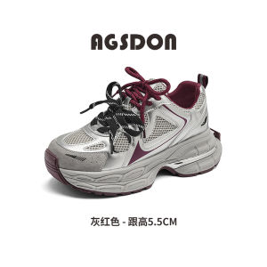 Womens Dad Shoes Thick Sole Sport Shoes Increased Fleece Lined Fashionable Autumn Winter Grey Red Color Casual Shoes