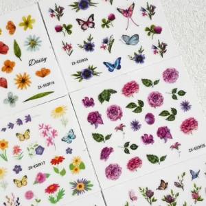 30Pcs Mini Colorful Flower Butterfly Nail Art Stickers Daisy Rose Wildflower Nails Decals for Spring Summer Manicure Decorations