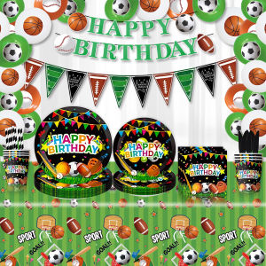 Super Bowl Theme Birthday Party Decorations Paper Towels Flag Tablecloth Combination Sports Style Cross-Border New Model