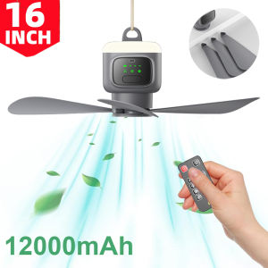Kích Thước Lớn Điều Khiển Từ Xa Quạt Trần USB Không Dây Có Đèn Ngủ LED 12000/8000MAh Quạt Làm Mát Di Động Dành Cho Cắm Trại