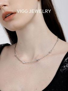 VIGG Starlight Diamond Womens Necklace Versatile High-End Fashion Jewelry Alloy Geometric Pattern Original Design