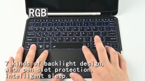 (SG) ALON Magic Trackpad Folio Keyboard Case for iPad 11th A16 / 10th Generation / Air 7/6 11/13inch M3 M2/Air 5/4/10.2/Pro 11/13 M4/12.9/Mini 7/6/Air 3/Pro 10.5 with Trackpad RGB Backlit Casing Wireless Bluetooth Cover with Pen Holder