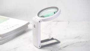 30X 10X Magnifying Glass with Light and Stand Folding Handheld Magnifying Glass 18 LED Illuminated Lighted Magnifier for Reading