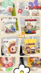 Túi Tote Vải Canvas Hình Labubu Siêu Dễ Thương – Túi Vải Đeo Vai Hot Trend In Sắc Nét Đựng Vừa A4