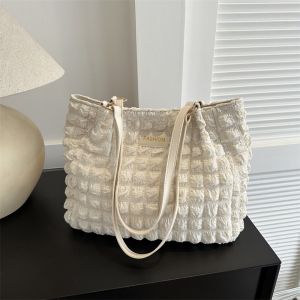 Fashionable Bubble Cloud Folded Single Shoulder Tote Bag Large Capacity Commuter Trendy Teenager All Match Stylish Class Bag