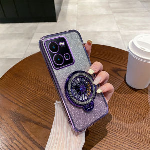 Vivo Y35 GYRO Rotating Stress Relief Creative Gradient Sparkling Powder Transparent Protective Case Ultra-Thin Magnetic Suction Full Cover for Men And Women