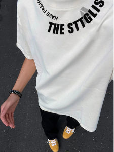 Trendy Summer Mens Cotton T-Shirt Loose Fit Short Sleeve Casual Style Breathable Comfortable Printed round Neck Top