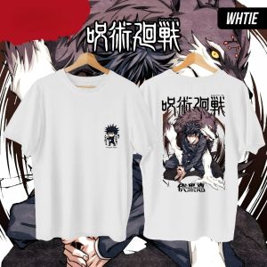 Bandai | Anime Jujutsu Kaisen Fushiguro Megumi Printed Cotton T-shirt Summer Mens and Womens Harajuku Clothing Fashion Casual T-shirt