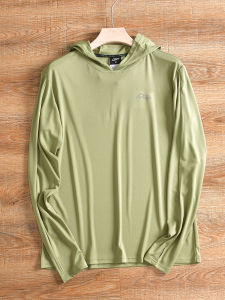 Outdoor Mens Sporty Long Sleeve Base Shirt Sun Protection Quick Dry Breathable T-Shirt Knitted Material Summer Trendy Loose Fit