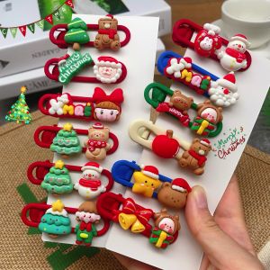 หมีน้ำแข็งสุดน่ารัก เครื่องประดับผมสไตล์การ์ตูน ของขวัญเล็กสำหรับเด็กผู้หญิง คลิปผมด้านข้าง เครื่องประดับตกแต่งหัว สไตล์คริสต์มาส