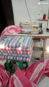 Urung Kulit Kasur Jadul No2 Katun Merah Biru Salur