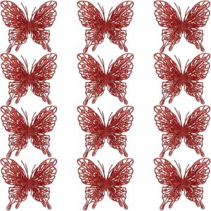 5/10Pcs Butterfly Christmas Decoration Hanging Christmas Tree Ornament for Home Decor 2025 New Year Party Supplies Accessories
