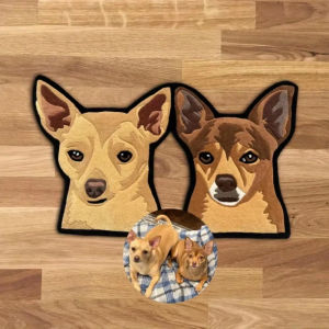 VIKAMA Cute Pet Portrait Carpet Anti-slip Soft Fur Floor Mat Bedroom and Living Room Decorative Carpet Home Decoration